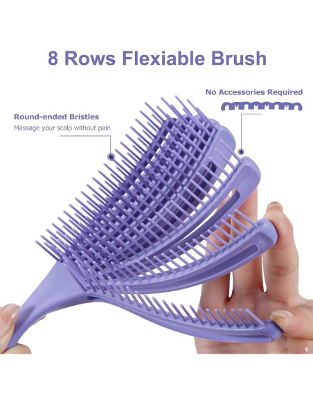 Cepillo Desenredante Shinlea para Cabello Rizado 8x8 cm Púrpura