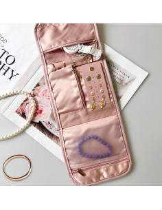 Organizador de Joyería de Viaje Tienyuu Rosa Suave Compacto 2