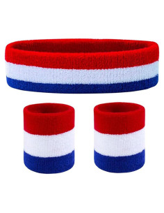 Conjunto Diadema y Muñequera Favofit Rojo/Blanco/Azul