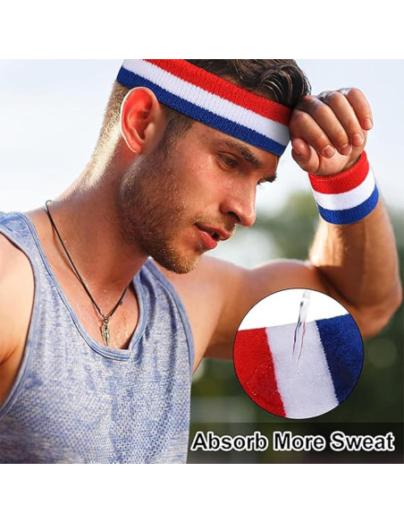 Conjunto Diadema y Muñequera Favofit Rojo/Blanco/Azul