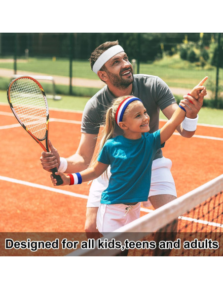Conjunto Diadema y Muñequera Favofit Rojo/Blanco/Azul