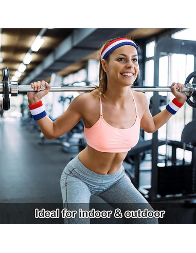 Conjunto Diadema y Muñequera Favofit Rojo/Blanco/Azul