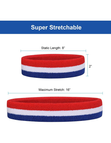 Conjunto Diadema y Muñequera Favofit Rojo/Blanco/Azul