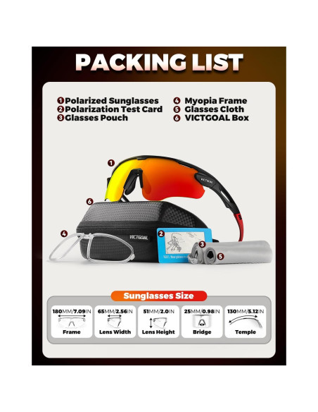 Gafas de Ciclismo Polarizadas VICTGOAL UV400 Unisex TR90