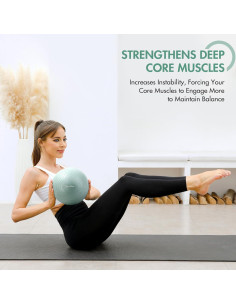 Pelota de Pilates Qavlbor 22.86 cm Verde para Yoga y Ejercicio 2