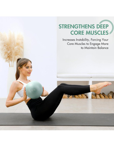 Pelota de Pilates Qavlbor 22.86 cm Verde para Yoga y Ejercicio