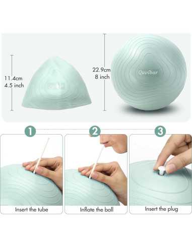 Pelota de Pilates Qavlbor 22.86 cm Verde para Yoga y Ejercicio