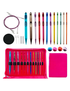 Juego de Ganchillos Tunecinos Mdoker 3mm-10mm con Cable