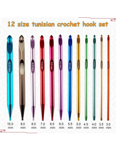 Juego de Ganchillos Tunecinos Mdoker 3mm-10mm con Cable 2