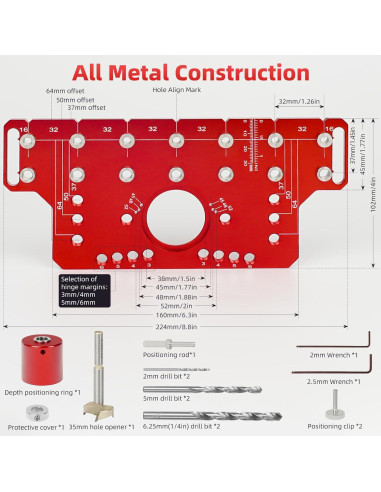 Plantilla de Perforación 2 en 1 Clonivent para Gabinetes