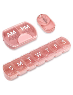 Organizador de Pastillas Rosa VirgoCCY con Cortador 7 Días