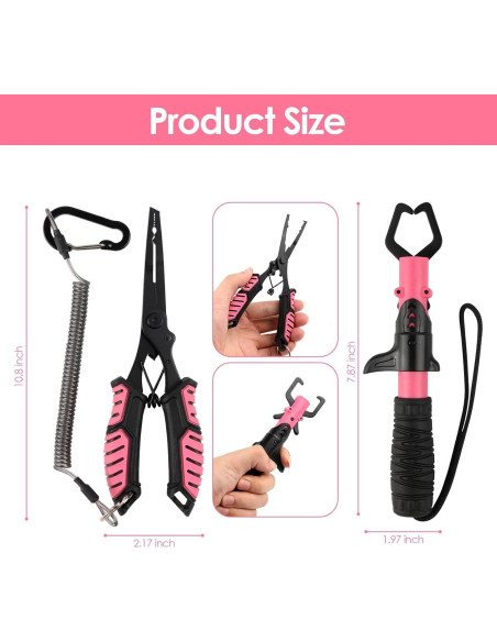 Kit de Herramientas de Pesca Mouhike - Pinzas y Agarrador Rosa