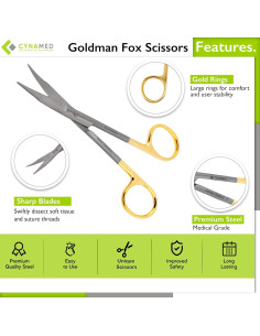 Tijera Goldman Fox 13 cm - Acero Inoxidable Alemán - Hojas Curvadas 2