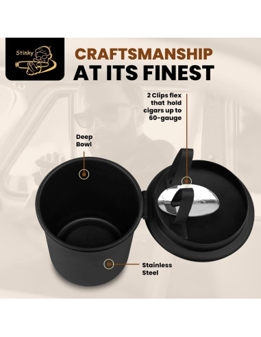 Cenicero de Cigarro Stinky Negro Mate para Automóvil