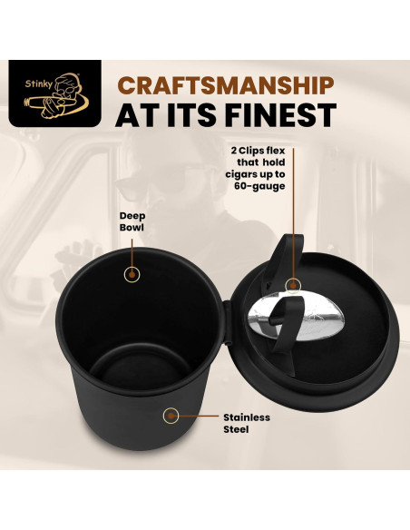 Cenicero de Cigarro Stinky Negro Mate para Automóvil