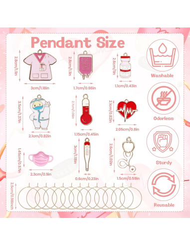 20 Marcadores de Copas de Vino Enfermera - Megitzuu