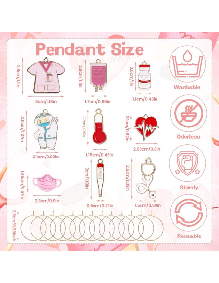 20 Marcadores de Copas de Vino Enfermera - Megitzuu