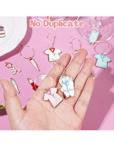 20 Marcadores de Copas de Vino Enfermera - Megitzuu