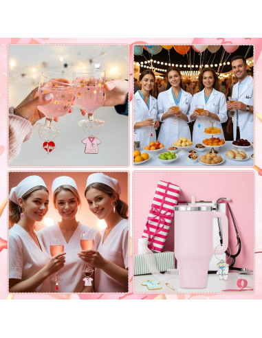 20 Marcadores de Copas de Vino Enfermera - Megitzuu