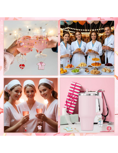 20 Marcadores de Copas de Vino Enfermera - Megitzuu