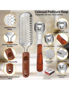 Juego de Afeitador de Callos Yihurlm con Mango de Madera y 30 Cuchillas 2