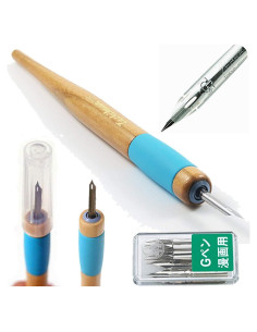 Soporte de Pluma de Cómic Tachikawa T-40 + Pluma Zebra G Cromo 10 Puntas