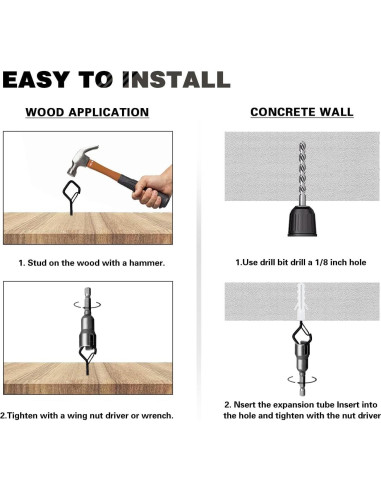 20 Ganchos de Techo Ticway para Plantas y Luces - 18.14 kg