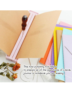 Kit de Encuadernación UPTTHOW Rosa con Guía y Awl 200g 2