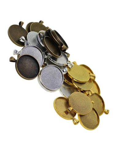 50 Piezas Bandeja Bezel Redonda 30mm para Colgantes