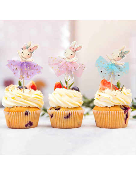 30 Adornos para Cupcakes de Pascua Giga Gud - Conejos y Huevos