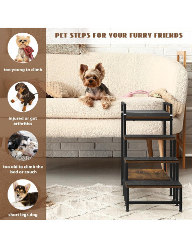 Escalera para Mascotas Smusei 4 Escalones 63 cm Antideslizante