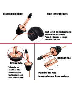 Vertedores de Botella de Vino y Licor Acero Inoxidable 10 Pcs Oro Rosa 2