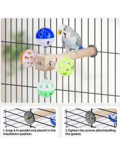 Juguete de Percha para Aves Cilinwan con Bolas Rotativas 20 cm 2