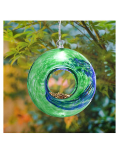 Comedero Colgante para Aves de Vidrio Yinns 20.32 cm Verde