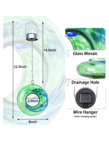 Comedero Colgante para Aves de Vidrio Yinns 20.32 cm Verde Comedero Colgante para Aves de Vidrio Yinns 20.32 cm Verde