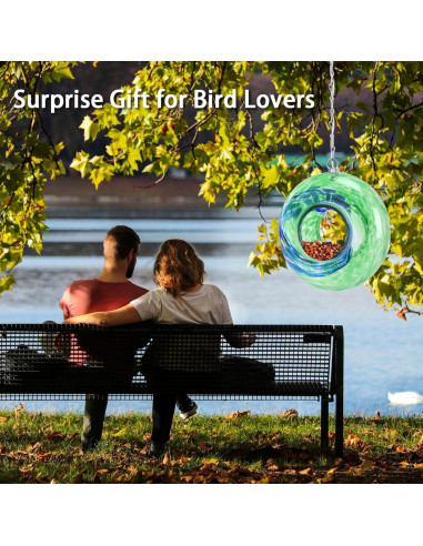 Comedero Colgante para Aves de Vidrio Yinns 20.32 cm Verde