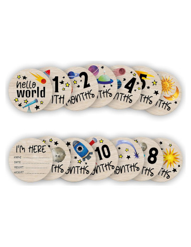 Círculos de Hitos para Bebés de Madera - 7 Pcs Astronauta