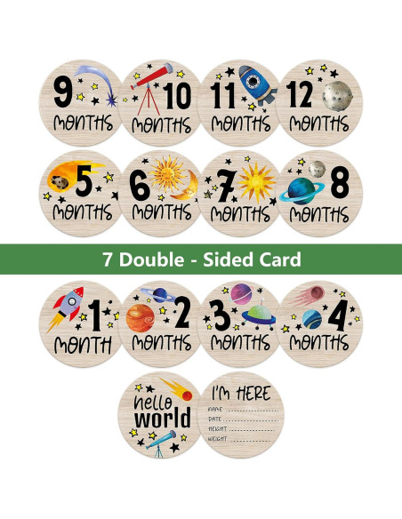 Círculos de Hitos para Bebés de Madera - 7 Pcs Astronauta