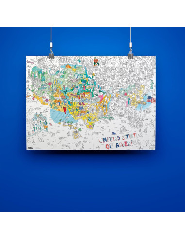 Póster para Colorear Gigante Omy - Mapa de EE. UU. 101.6x71.1cm
