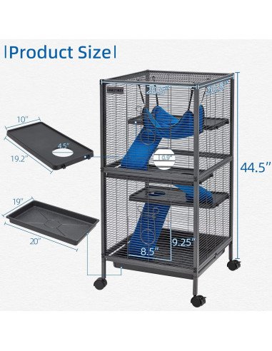 Jaula de Metal HABUTWAY 113.5 cm para Animales Pequeños