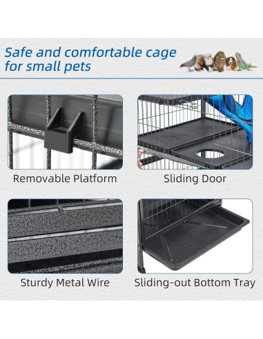 Jaula de Metal HABUTWAY 113.5 cm para Animales Pequeños