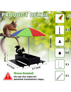Comedero para Ardillas Beyoogeem con Paraguas y Mesa de Picnic 2
