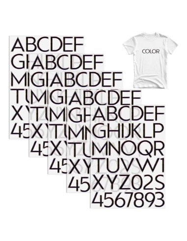 5 Letras de Transferencia de Hierro Dolmifapro Vinilo Negro