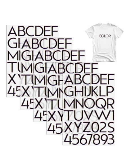 5 Letras de Transferencia de Hierro Dolmifapro Vinilo Negro