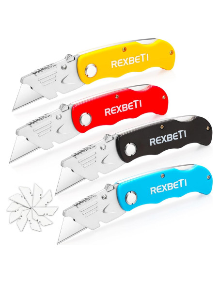 Cuchillos Utilitarios Plegables REXBETI 4-Pack SK5 con 10 Cuchillas
