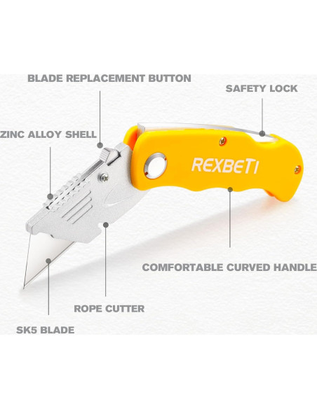 Cuchillos Utilitarios Plegables REXBETI 4-Pack SK5 con 10 Cuchillas