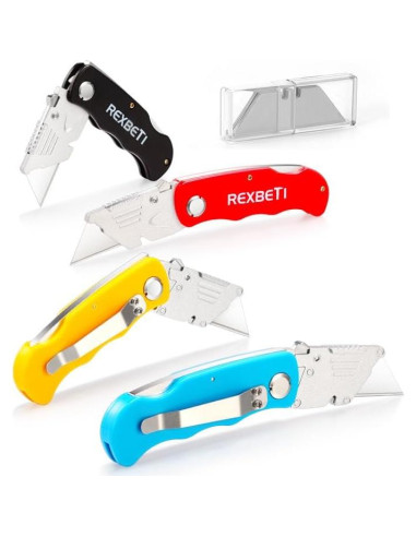Cuchillos Utilitarios Plegables REXBETI 4-Pack SK5 con 10 Cuchillas