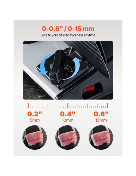 Cortadora de Carne Eléctrica VEVOR 180W 7.5" Ajustable 0-15mm