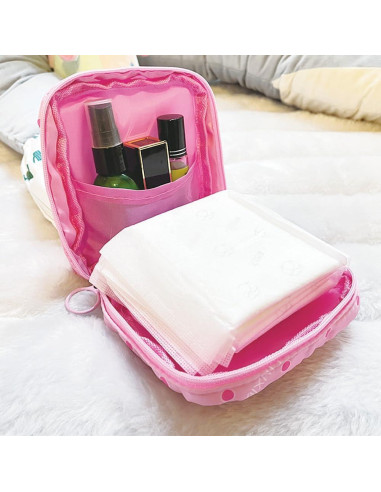 Bolsa de Almacenamiento de Toallas Sanitarias PayPie Rosa 12x12 cm