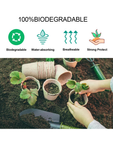 JERIA 50 Macetas de Turba 8 cm con Etiquetas para Plantas